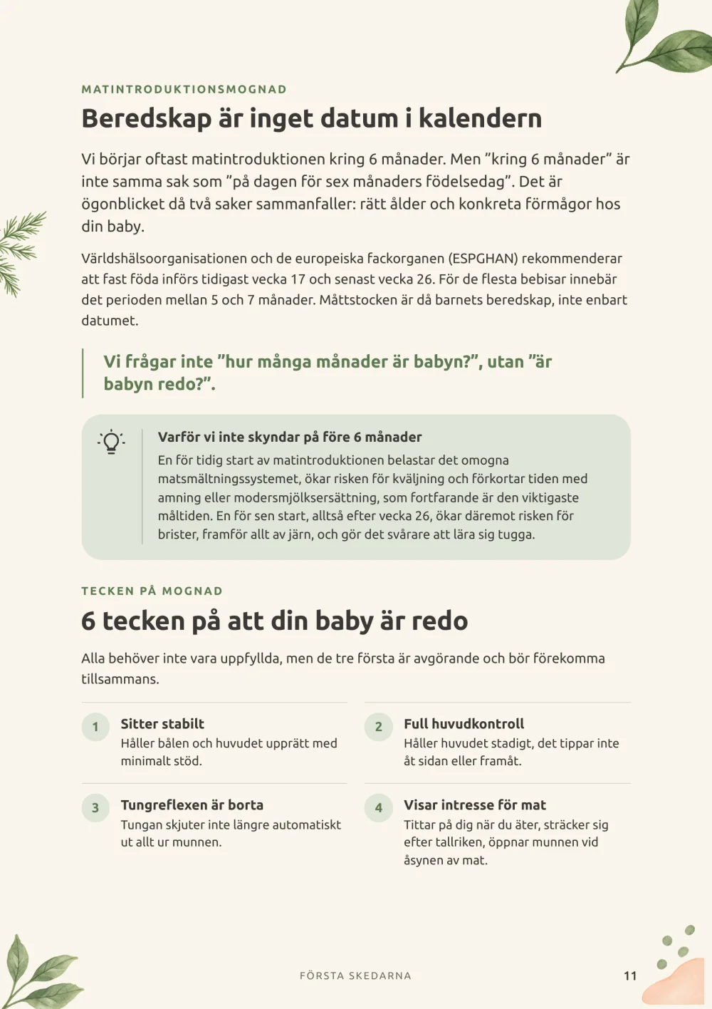 Guide: sida om tecken på att barnet är redo