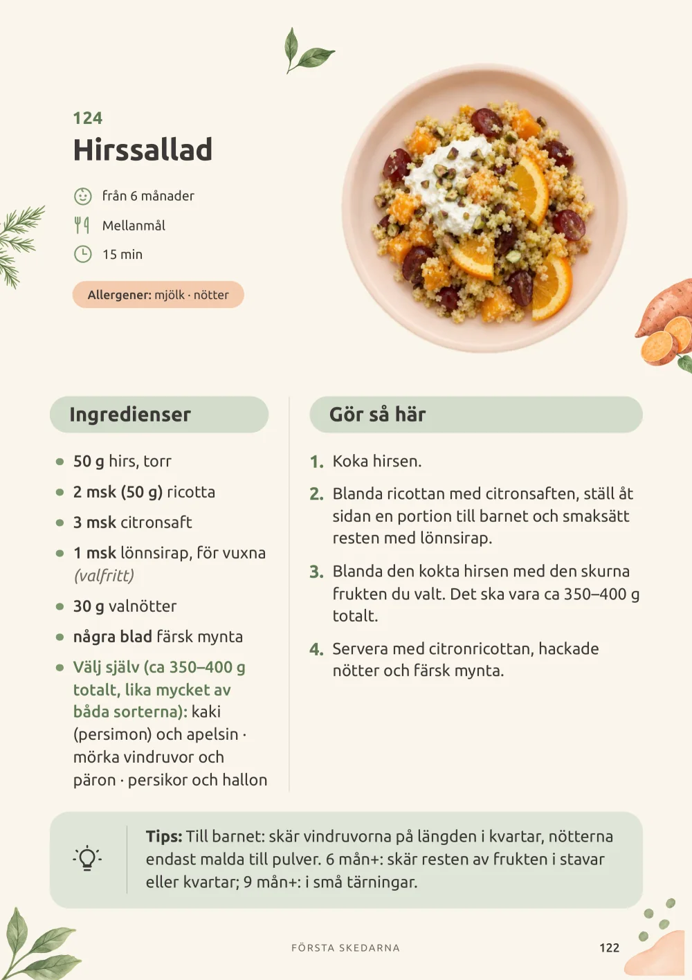 Familjefrukostar och mellanmål: exempelsida med recept